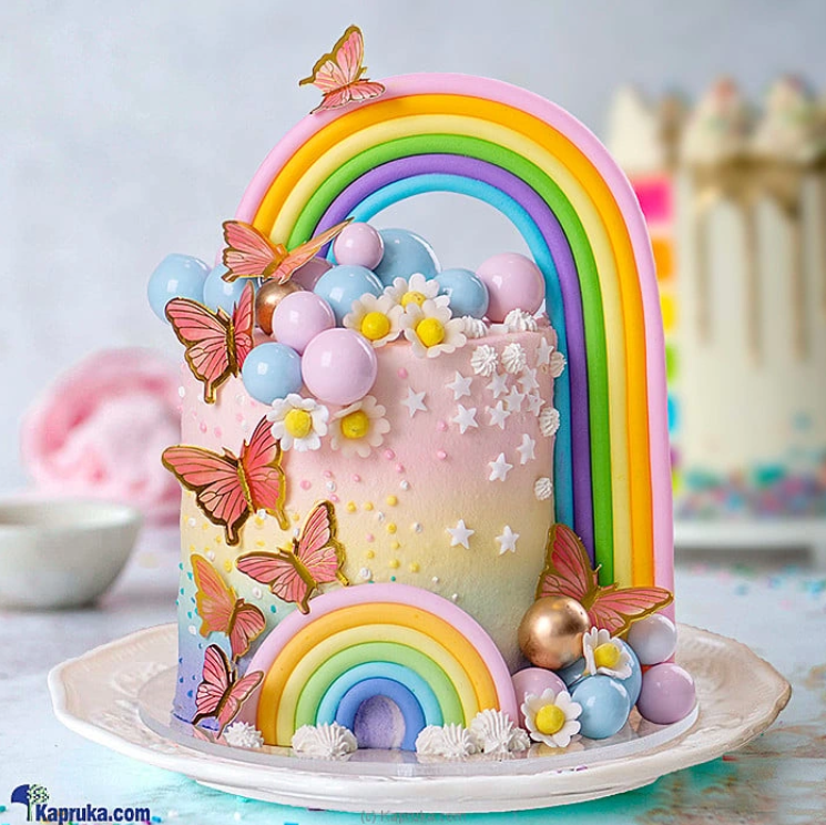Whimsical Butterfly Rainbow Kid's Happy Birthday Ribbon Tower Cake For Girl Or B (Copy)